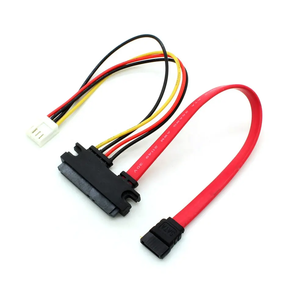 Sata 22p 7+15 Pin To 7 Pin + IDE Molex 4 Pin or 2Pin Cable SATA 22Pin Hard Disk Drives Data and Power Sata Cable