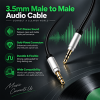 Câble audio coaxial Wistar 3,5 mm plaqué or 24 carats, câble d'extension stéréo pour microphone et écouteurs, connecteur mâle-mâle