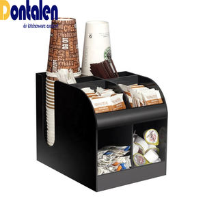 Dispenser per tazze da caffè Dontalen e supporto per coperchio con tasche in paglia e condimenti - Product Image 3