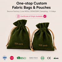 Pochette vintage en velours vert avec cordon en chanvre, sac en velours personnalisé imprimé pour le rangement de bijoux et cosmétiques