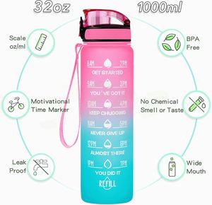 ขวดน้ำพลาสติกขนาดใหญ่ 1000 มล. พร้อมหลอดดูด เป็นมิตรกับสิ่งแวดล้อม ปลอดภัยสำหรับเครื่องล้างจาน สีสันปรับแต่งได้ สำหรับผู้ใหญ่ - Product Image 4