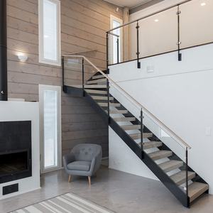 Design delle scale in marmo in stile <span class=keywords><strong>Canada</strong></span>, scale galleggianti Stringer invisibili interne con battistrada in legno di quercia da 40mm della fabbrica GAOBO - Product Image 1