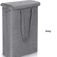 Panier à linge en coton et lin à espace étroit, pliable, pour vêtements sales, bac de rangement portable pour bureau, chambre à coucher