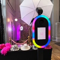 Kiosque photo pour iPad en métal avec logo personnalisé pour location d'événements de mariage et de fêtes avec éclairage LED