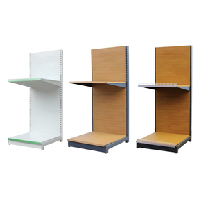 木钢结合超市货架分隔展示架重型L型独立式双面白色杂货店展示架 - Product Image 2