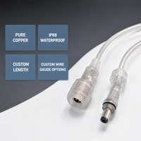 Câble électrique en cuivre pur de haute qualité, 2 mètres, avec connecteur DC, isolation en PVC transparent IP65, pour bandes LED