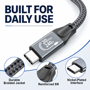Câble tressé USB C vers USB C 240W ULT-unite, chargeur rapide compatible avec <span class=keywords><strong>iPhone</strong></span>, MacBook, CarPlay, moniteur portable - Product Image 2