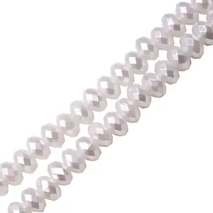 Rondelles en plastique de couleur blanche, 5x8mm, perles à facettes pour la fabrication de bracelets