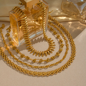 Collana Spessa da Uomo in Acciaio Inossidabile con Catena Geometrica a <span class=keywords><strong>Cuore</strong></span> Intrecciata Fatta a Mano in Stile Bambù - Product Image 4