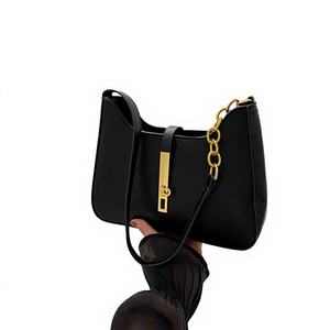 Bolso Bandolera Mediano de PU Ecológico para Hombre con Botón, Color Sólido, Tendencias de Calle Primavera 2025, Correa de Hombro Única, Cierre de Cremallera y Hebilla - Product Image 1