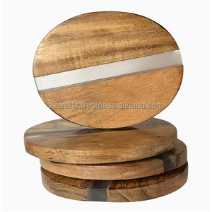 Posavasos de haya de madera de acacia de estilo clásico al por mayor de fábrica personalizado para taza de café empaquetado en cajas de cartón - Product Image 1