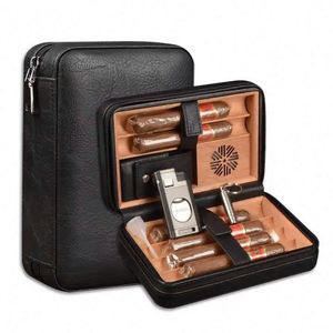 Échantillon gratuit Nouveau design Humidificateur à cigares personnalisé en bois et polyester Étui de voyage pour cigares Accessoires - Product Image 6
