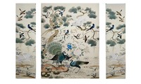 SUNGPU Mural Dinding Kustom Burung Bunga Merak Angsa Pohon Pinus Bunga Mekar Wallpaper Lukisan Tangan untuk Dekorasi Interior Lobi Hotel
