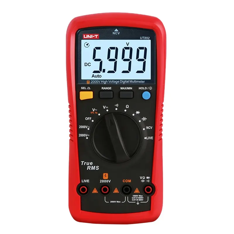 UNI-T Цифровой мультиметр UT892 2000V AC DC Вольтметр цифровой мультиметр, измеряющий истинные конденсатор с алюминиевой крышкой, Тестер Частотомер бесконтактная проверка напряжения переменного LIVE тест