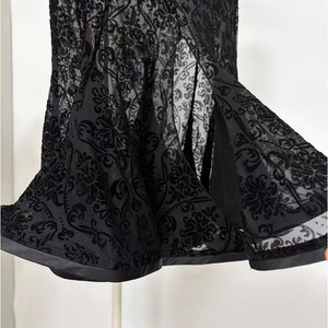 Women's Lace <strong>Split</strong> <strong>Skirt</strong> Latin Dance <strong>Skirt</strong> with Slit and Big Swing Hem for Rumba Cha Cha Salsa Dancing - Product Image 6