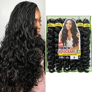 Cheveux à tresser personnalisés 6x Docean French 20 pouces, boucles spirales, 340g/paquet, ondulations souples et rebondissantes, pour femmes noires, fibre japonaise - Product Image 1