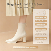 Bottines pour femmes à bout carré et talon épais, avec fermeture éclair arrière, extensibles, courtes et ajustées, pour le quotidien et le bureau, vente en gros