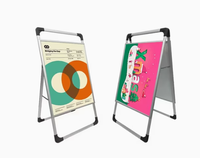 Panneau publicitaire pliable double face en forme de A, robuste, avec glissière latérale, pour l'affichage d'affiches publicitaires