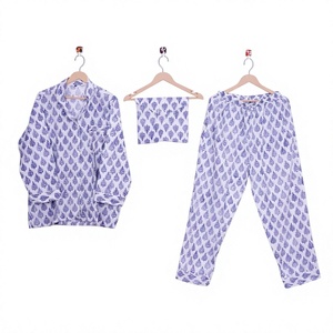 ชุดนอนผ้าฝ้ายถักนุ่มสบาย PJ Summer Spring ลายพิมพ์ดิจิทัล วินเทจ เรียบหรู ยาวเต็มตัว ลายดอกไม้ 100% ผ้าฝ้าย ระบายอากาศได้ดี - Product Image 1