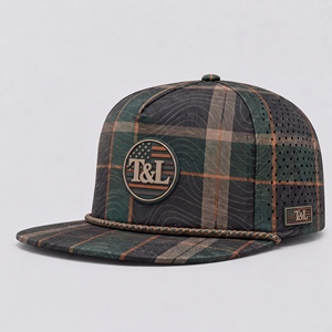 Casquette Snapback à Visière Plate en Corde Tressée, Imprimé Topographique, 6 Panneaux, Perforations Laser, Respirante, Tendance, Sportive, Unisexe - Product Image 1