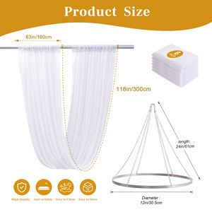 <span class=keywords><strong>Kit</strong></span> de suspension au <span class=keywords><strong>plafond</strong></span> 20 pieds pour rideau en fil avec anneau de suspension de 60 cm en acier inoxydable argenté pour décoration de <span class=keywords><strong>mariage</strong></span> et événements - Product Image 3