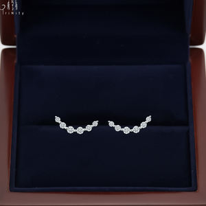 <b>Top</b> Quality Simple Design Smile Series 18K Solid White Gold Real Natural Diamond Screw Back Stud <b>Earrings</b> Birthday Gift For Girl - Product Image 3