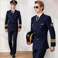 Uniforme de capitaine de l'air Manteau d'uniforme de pilote de ligne aérienne Costumes professionnels Veste + pantalon Vêtements de travail d'aviation Vêtements de vol personnalisés