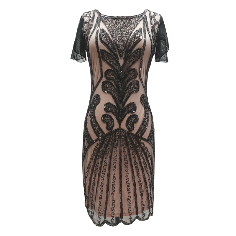 white christmas dresses BABEYOND 1920s Women's Fashion Sequin Fringe Flapper Dresses, Gorgeous Charleston Dance Dress, Dark Red / Black, Size L main image 0