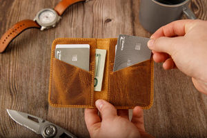 Portefeuille pour homme en cuir ultra fin personnalisé, minimaliste, en cuir véritable, <span class=keywords><strong>porte</strong></span>-<span class=keywords><strong>cartes</strong></span> vert - Product Image 5