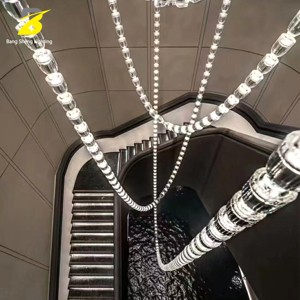 Luxury Modern Crystal Bead Chain Waterfall Chandelier Creative String Crystal LED Pendant <strong>Light</strong> for Hotel Staircase Middle - Product Image 4