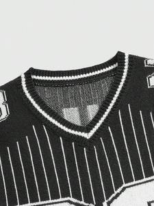 Jersey informal de punto de Jacquard para hombre con logotipo personalizado, camisetas de fútbol de manga corta de Hip Hop, suéter de moda con letras de invierno ODM - Product Image 3