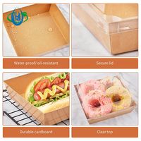 Impresión de logotipo Envases de comida para llevar desechables Caja para llevar Fiambreras con tapas Caja de aperitivos de papel Kraft marrón Cuadrada