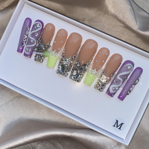 <span class=keywords><strong>Uñas</strong></span> Postizas Acrílicas Francesas al por Mayor, 10 Piezas, Hermosas, <span class=keywords><strong>de</strong></span> Lujo, Personalizadas, Hechas a Mano, Colores Más Vendidos, Diseño Pintado a Mano - Product Image 2