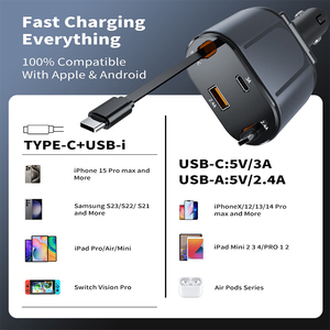 2025 New Hot 4 trong 1 có thể thu vào cáp <span class=keywords><strong>Car</strong></span> <span class=keywords><strong>Charger</strong></span> 60 Wát nhanh <span class=keywords><strong>Car</strong></span> <span class=keywords><strong>Charger</strong></span> với màn hình LED cho <span class=keywords><strong>Android</strong></span> điện thoại - Product Image 5