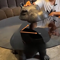 Table basse en verre en forme d'hippopotame de style animal minimal Table centrale moderne créative pour café salon hôtel
