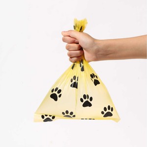 Bolsas para excremento de perro grandes, amarillas, con estampado de huellas, gruesas, biodegradables, a prueba de olores, suministros para la eliminación de desechos de mascotas - Product Image 4