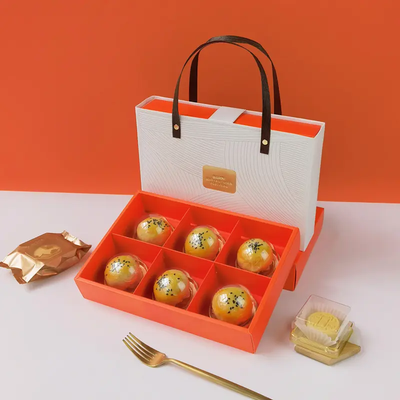 Neue Produktideen benutzerdefiniertes Logo gedruckte Schiebe-Schublade Makron Papierverpackung Mondkuchen Geschenkbox Tasche mit Tasche