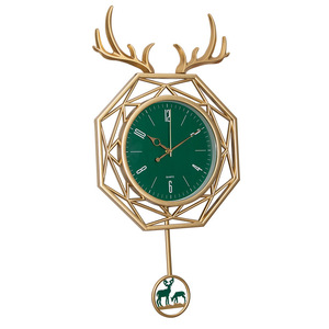 Antler Wall <b>Clock</b> Geometric Green Gold Nordic Style Living Room Office Bedroom Decor - Product Image 5