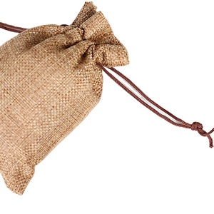 Bolsa de Compras Pequeña de Lino Natural, Bolsa de Yute, Bolsa de Regalo para Joyería, Bolsa con Cordón y Logotipo - Product Image 4