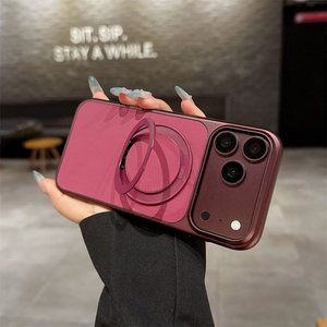 เคสหนัง PU ทอลายสัมผัสนุ่มแบบแฟชั่น สำหรับ iPhone 18 Pro Max 14 15 16 17 Pro Max พร้อมขาตั้งแม่เหล็กหมุนได้ ป้องกันการกระแทก - Product Image 1