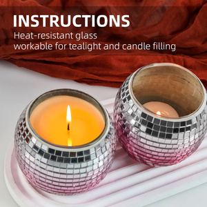 Lot de 6 bougeoirs photophore <span class=keywords><strong>en</strong></span> <span class=keywords><strong>verre</strong></span> pour mariage rose argent dégradé boule Disco pour Ramadan Noël Bar Restaurant Home Decor - Product Image 5