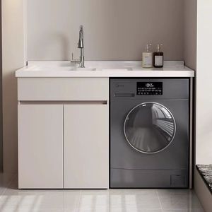 Wan Yusen Washing Machine Cabinet With Sink Integrated Laundry Unit <b>Artificial</b> <b>Stone</b> Countertop Rectangle Smooth Surface - Product Image 1
