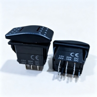 Interrupteur à bascule étanche et anti-poussière DC12V24V DPDT ON-OFF-ON 7P avec couvercle noir et double éclairage rouge pour la modification de camions, bateaux et embarcations marines