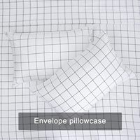 Parure de draps en microfibre 4 pièces à motif quadrillé blanc et noir, drap-housse, drap plat, taie d'oreiller