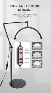 Lampe de beauté à LED sur pied de 16 pouces de haute qualité, rotation à 360 degrés, lumière annulaire demi-lune avec support pour téléphone - Product Image 3