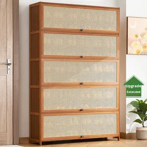 High-End bambu Modern tasarım ayakta ayakkabı dolabı giriş entegre açık koridor dar ev ayakkabı raf çoklu - Product Image 2