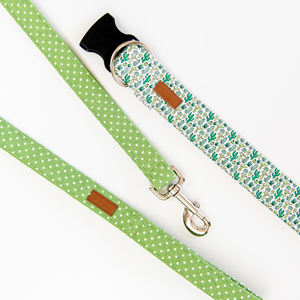 Collar de perro de lunares verdes clásico personalizado, venta al por mayor, collares para mascotas con el hardware deseado, hebilla de plástico - Product Image 4