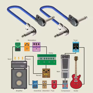 Connecteur Jack TS L 6,35 mm à angle droit, plaqué nickel noir, pour câble de raccordement de pédalier de guitare, modèle <span class=keywords><strong>Akai</strong></span> <span class=keywords><strong>Mini</strong></span> Flat, le plus vendu - Product Image 6