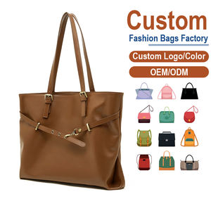 Bolso Tote Grande de Cuero Genuino Marrón, con Detalle de Correa Ajustable y Asas Dobles, OEM para Marcas de Moda y Boutiques en Todo el Mundo - Product Image 1