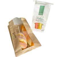 Emballage de sandwich jetable imprimé en gros avec fenêtre sac en papier kraft sulfurisé de qualité alimentaire pour boulangerie sac à pain grillé